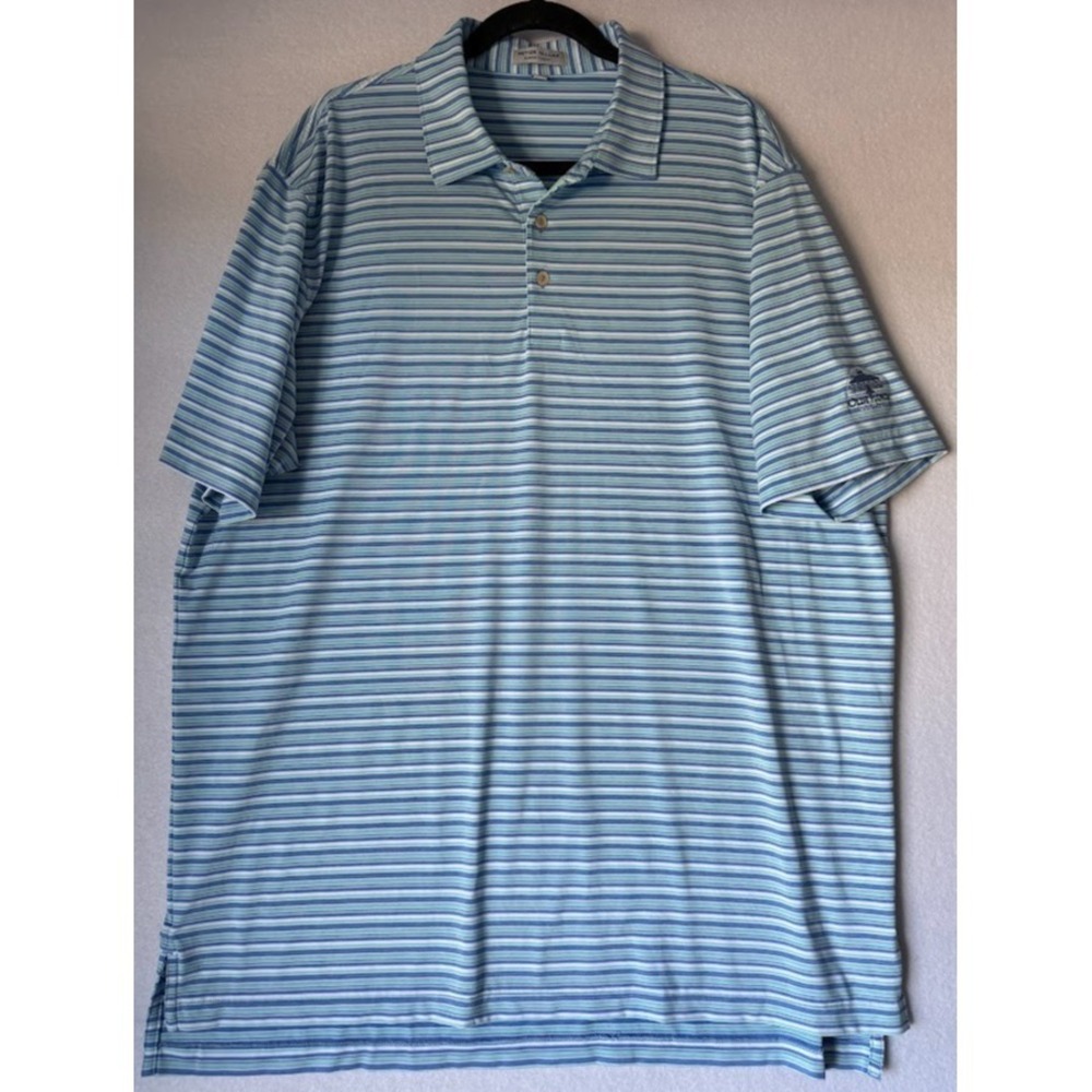Peter Millar Summer Comfort Polo Shirt XL Blue Stripe Old Florida‎ Polo Club